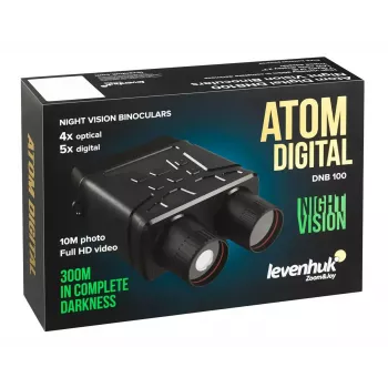 Nakts redzamības binoklis Levenhuk Atom DNB100 digitālais, darbības attālums līdz 100 m