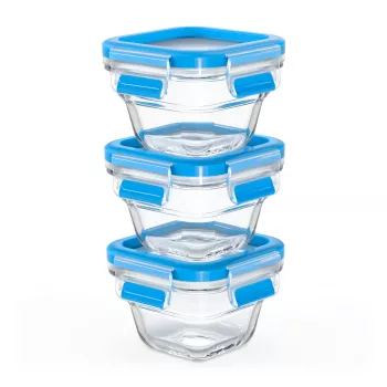 EMSA CLIP & CLOSE N10507 Square Set Blue, Caurspīdīgs 3 gab.