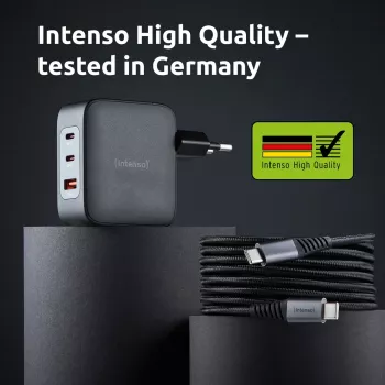 Strāvas adapteris Intenso W100ACC+C520C 100W ātrā uzlāde GaN melns