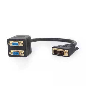 Video kabeļa adapteris GEMBIRD DVI-I uz 2×VGA (D-Sub), 0.3 m, melns