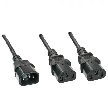 Lindy 1m IEC sadalītāja kabelis IEC C14 uz 2 x IEC C13