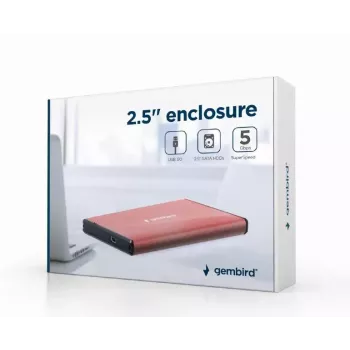 Gembird EE2-U3S-3-P ārējais HDD korpuss 2.5 collu SATA diskiem, viens slots, 5 Gbit/s, rozā