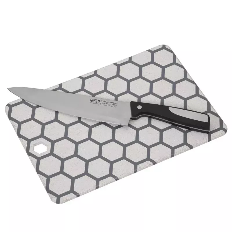 Griešanas dēlis RESTO 95401 taisnstūra plastmasas 138×200×8 mm pelēks/balts