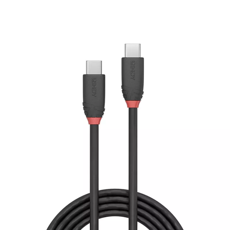 Lindy 0.5m USB 3.2 Type C uz C kabelis, 20Gbps, Black Line