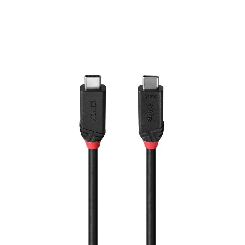 Lindy 0.5m USB4 240W Type C kabelis, Black Line, 0.5 m, USB C, USB C, USB4 Gen 3x2, 40 Gbit/s, Melns