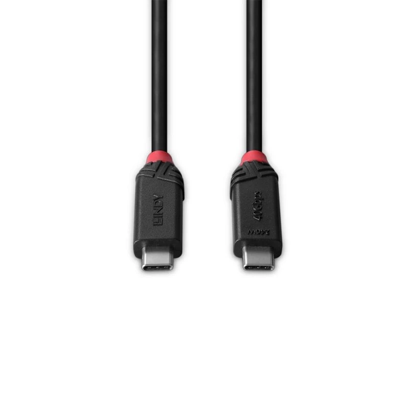 Lindy 0.5m USB4 240W Type C kabelis, Black Line, 0.5 m, USB C, USB C, USB4 Gen 3x2, 40 Gbit/s, Melns