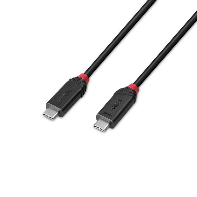 Lindy 0.5m USB4 240W Type C kabelis, Black Line, 0.5 m, USB C, USB C, USB4 Gen 3x2, 40 Gbit/s, Melns