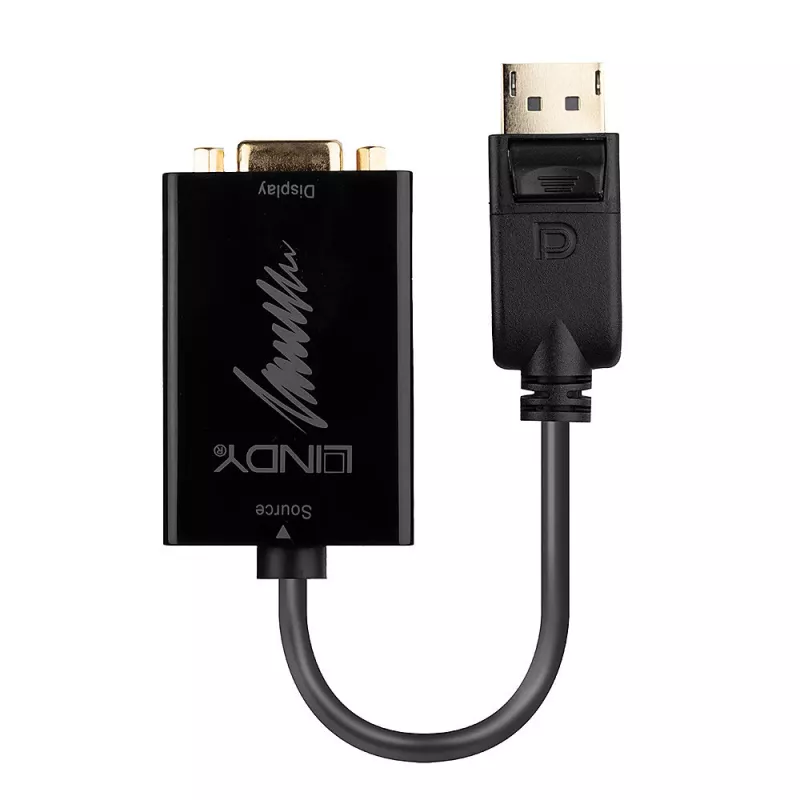 Lindy 41006 aktīvais pārveidotājs DisplayPort uz VGA, 0,15 m, melns