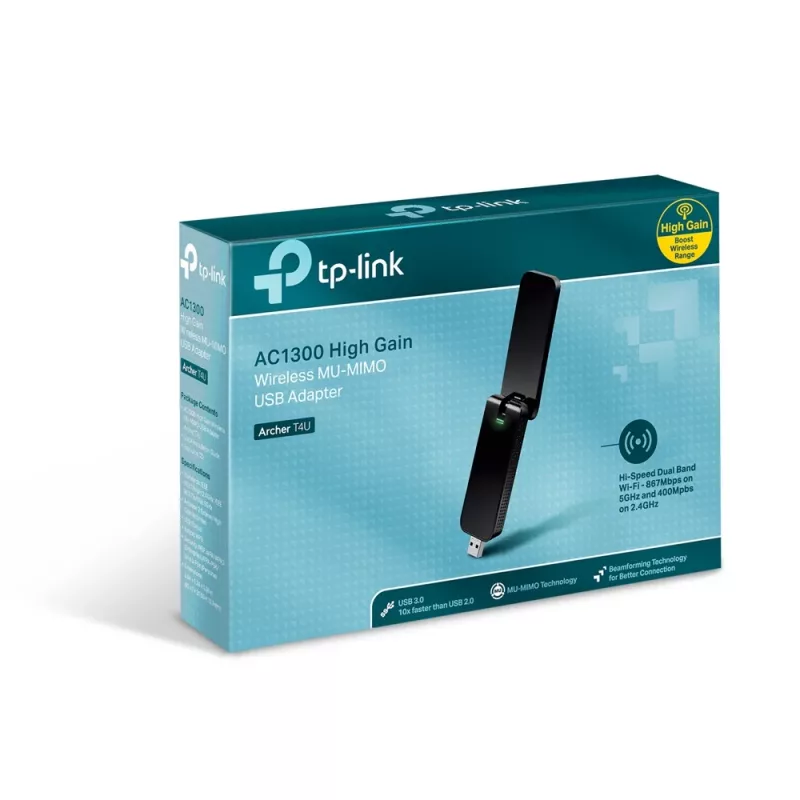 TP-Link Archer T4U V3 AC1300 divu joslu USB Wi-Fi adapteris