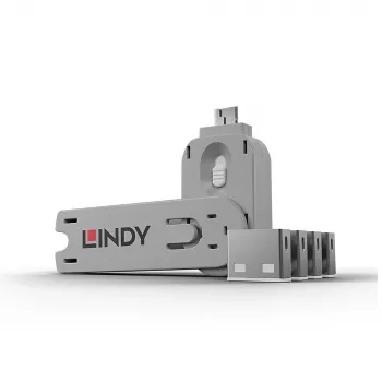 USB portu bloķētājs Lindy USB Port Blocker 4 gab. komplektā, balts