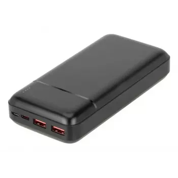 Pārnēsājams jaudas bloks Rivacase VA2102 Litija Polimērs 20000 mAh, Quick Charge 3.0, 2×USB-A + 1×USB-C, 22,5 W, Melns
