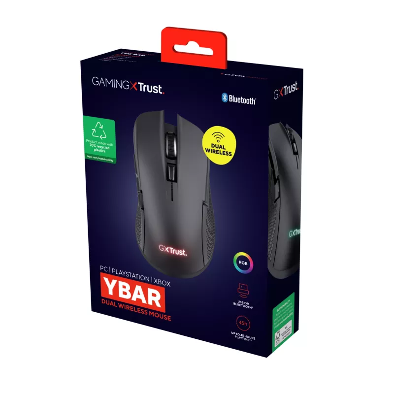 Trust GXT 931 Ybar Gaming pele labā rokai Bluetooth Laser 7200 DPI