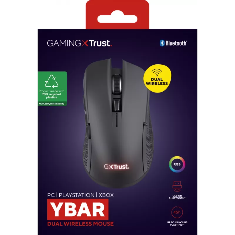 Trust GXT 931 Ybar Gaming pele labā rokai Bluetooth Laser 7200 DPI