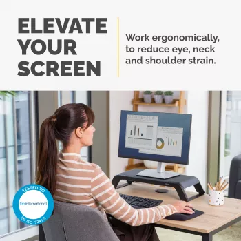 Fellowes Hana LT monitora statīvs ar 3 augstuma regulējumiem - ergonomisks regulējams monitora statīvs - maksimālā slodze 22.6 kg - melns