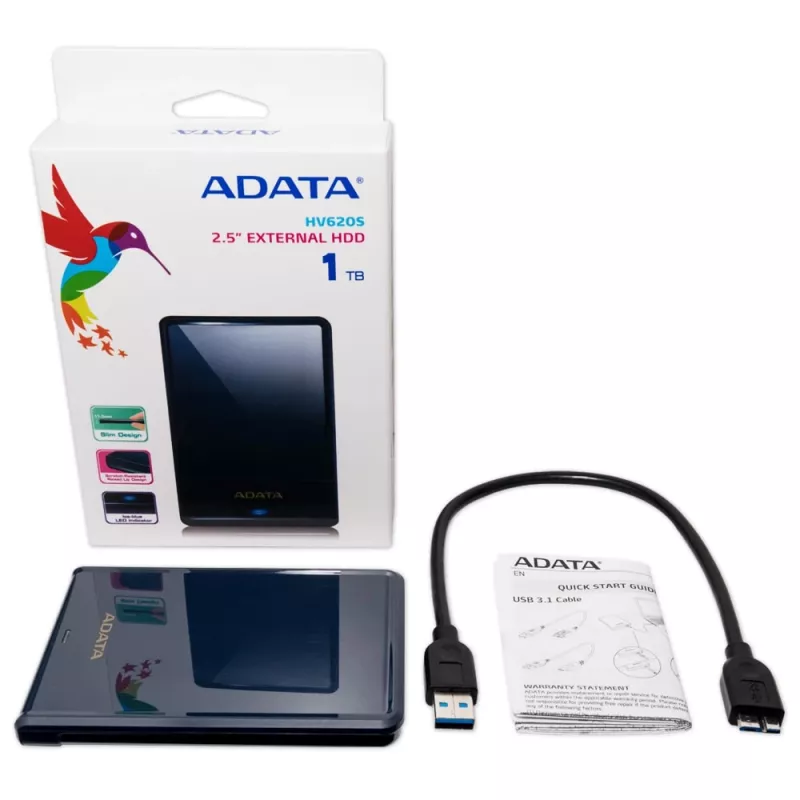 ADATA HV620S ārējais cietais disks 1 TB 2,5 collu Micro-USB B 3.2 Gen 1 (3.1 Gen 1) Zils