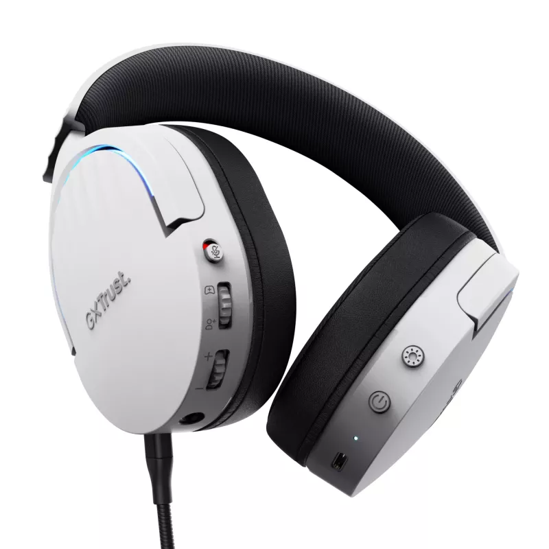 Trust GXT 491W FAYZO Bezvadu un vadu spēļu austiņas Over-Ear, USB-C, Bluetooth, Melns/Balts
