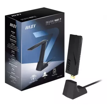 MSI BE6500 WiFi7 USB 3.2 Gen 1 Dongle Melns