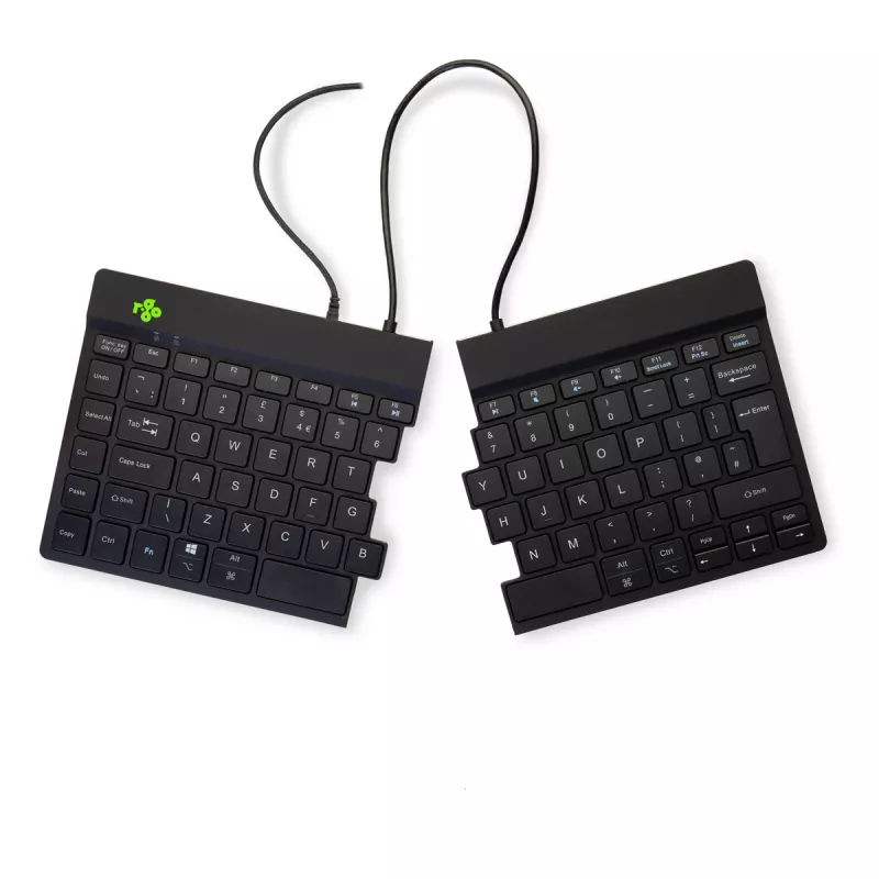 R-Go Tools ergonomiskā tastatūra R-Go Split Break v2 ar pārtraukuma programmatūru, ergonomiska sadalīta tastatūra, QWERTY (UK), vadu, melna