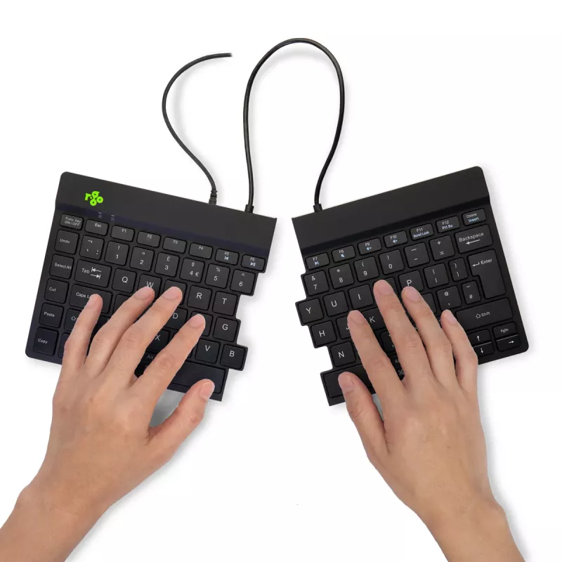 R-Go Tools ergonomiskā tastatūra R-Go Split Break v2 ar pārtraukuma programmatūru, ergonomiska sadalīta tastatūra, QWERTY (UK), vadu, melna