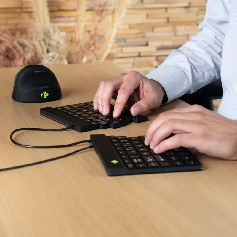 R-Go Tools Ergonomic tastatūra R-Go Split Break v2 ar pārtraukuma programmatūru, ergonomiska sadalīta tastatūra, QWERTY (US), Vadu, melna