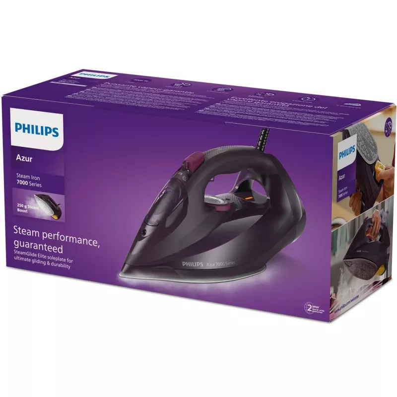 Philips 7000 sērijas DST7061/30 tvaika gludeklis ar SteamGlide Elite zoli, 3000 W, violets