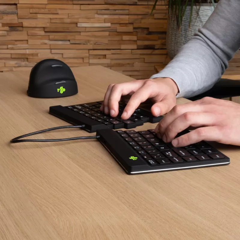 R-Go Tools ergonomiskā tastatūra R-Go Split Break ar pārtraukumu programmatūru, ergonomiska sadalīta tastatūra, QWERTY (US), Bluetooth, melna