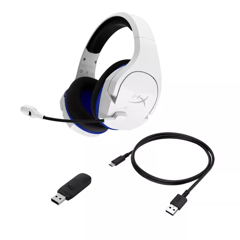 HyperX Cloud Stinger Core - Bezvadu spēļu austiņas (Balti-Zila) - PS5/PS4
