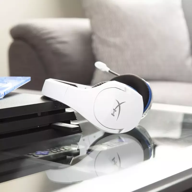 HyperX Cloud Stinger Core - Bezvadu spēļu austiņas (Balti-Zila) - PS5/PS4
