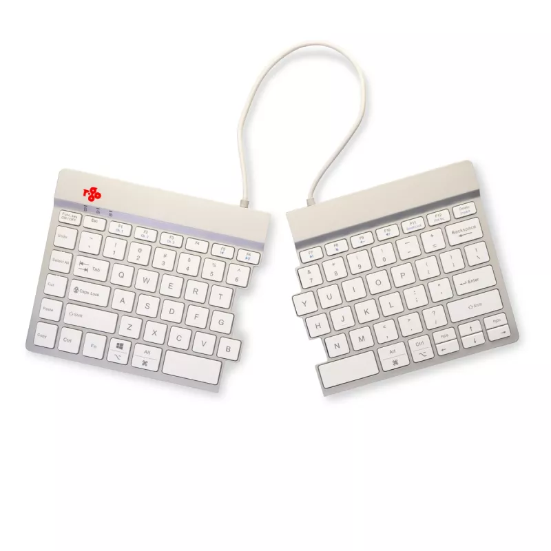 R-Go Tools ergonomiskā tastatūra R-Go Split Break ar pārtraukuma programmatūru, ergonomiska sadalīta tastatūra, QWERTY (US), Bluetooth, balta