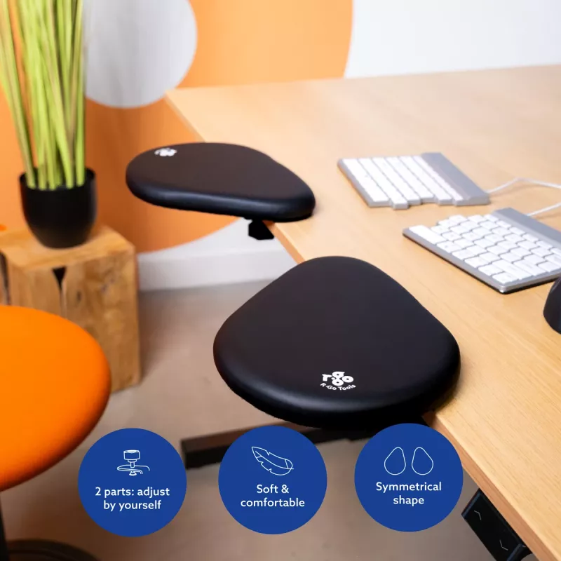 R-Go Tools R-Go Split roku balsts, ergonomisks, divdaļīgs, regulējams, simetrisks, ar mīkstu putuplastu, melns