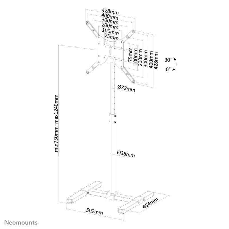 Neomounts NS-FS100BLACK grīdas statīvs 10-55 collu