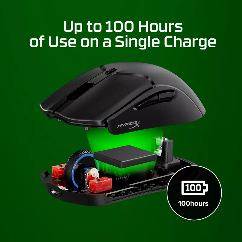 HyperX Pulsefire Haste 2 Mini bezvadu pele spēlētājiem, melna
