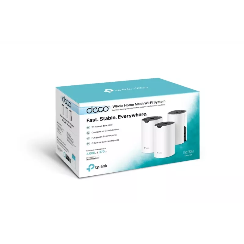TP-Link Deco S4 AC1200 visas mājas Mesh Wi-Fi sistēma, 3 vienību komplekts