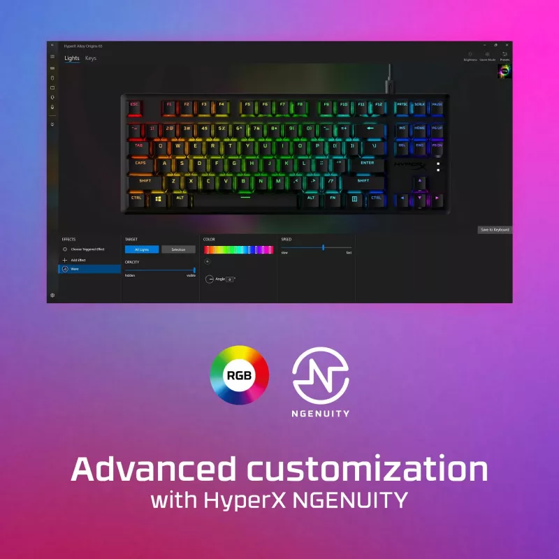 HyperX Alloy Origins Core - Mehāniskā spēļu tastatūra - HX Blue (US izkārtojums)