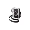Fujifilm Instax Mini Evo momentkamera ar drukāšanu — 1/5 collu CMOS 2560×1920, 3 collu TFT, aizvars 1/8000–0.25 s, iebūvēts zibspuldze, 285 g, sudrabs/melns