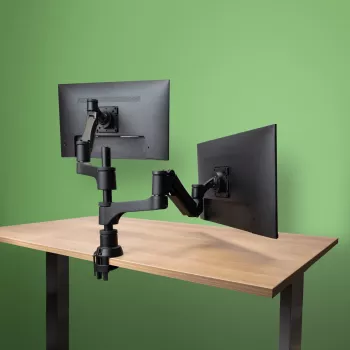 R-Go Tools Monitoru roka R-Go Caparo Dual, diviem monitoriem, regulējama ar gāzes atsperi, 3-9 kg slodze, 100% apļveida, melna