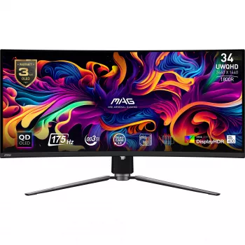 MSI MAG 341CQP QD-OLED 34 collu UltraWide QHD monitors, 3440×1440, 21:9, 0.03 ms, USB centrmezgls, VESA, augstuma regulējams