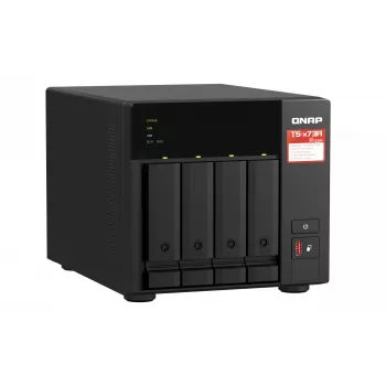 QNAP TS-473A NAS tornis Ryzen Embedded V1500B 8 GB DDR4 0 TB QNAP Turbo System melns