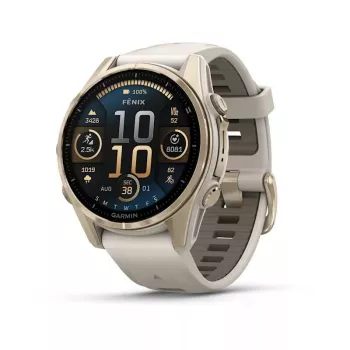 Viedpulkstenis GARMIN fenix 8 Gold — 43 mm, AMOLED 1,3 colli, safīra stikls, 10 ATM, GPS/GLONASS/BeiDou/Galileo, 32 GB, 10 dienu akumulators