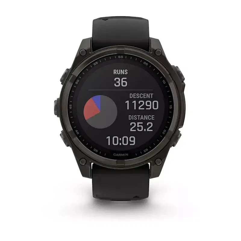 Sporta viedpulkstenis GARMIN fenix 8 Black — 51 mm korpuss, safīra stikls, Solar, GPS, 32 GB, 10 ATM, 1.3 collu displejs