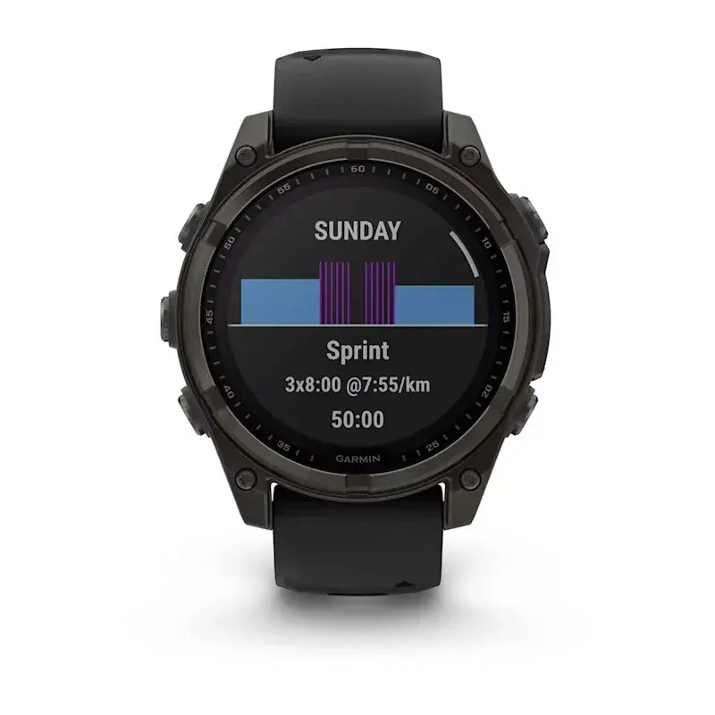Sporta viedpulkstenis GARMIN fenix 8 Black — 51 mm korpuss, safīra stikls, Solar, GPS, 32 GB, 10 ATM, 1.3 collu displejs