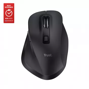 TRUST Fyda Office bezvadu pele labajai rokai — RF + Bluetooth, optiskā 2400 DPI, 6 pogas, melna