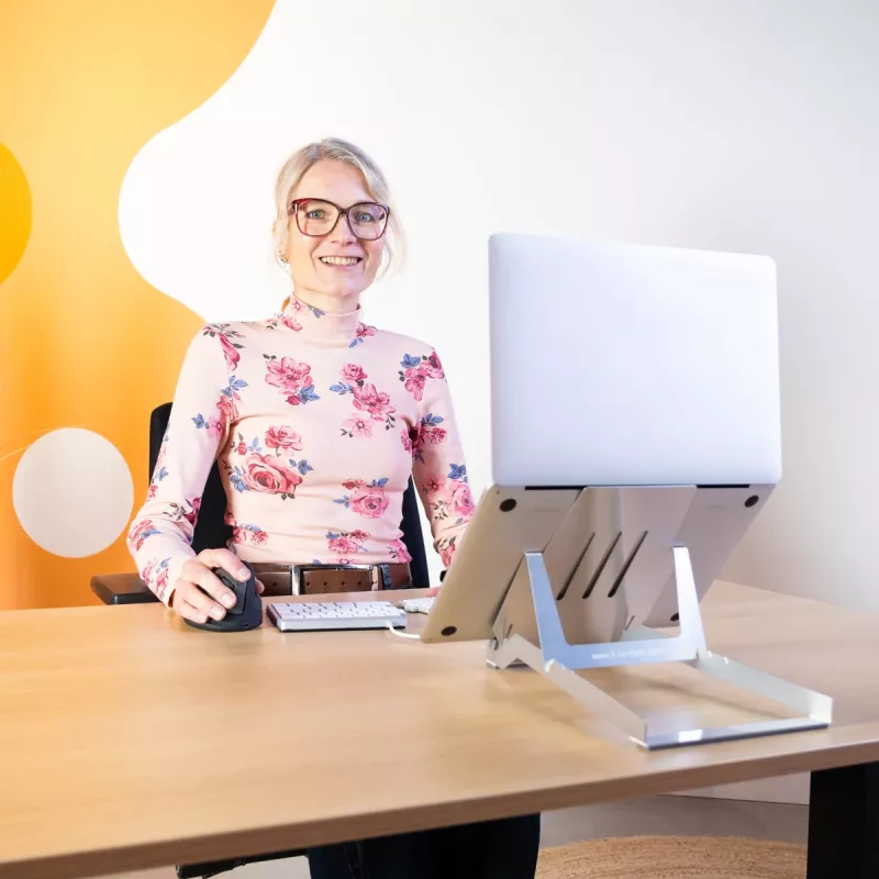 R-Go Tools R-Go Riser Basic salokāms un regulējams klēpjdatora statīvs, alumīnijs, sudrabs
