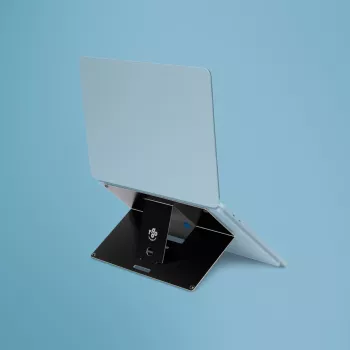 R-Go Tools R-Go Riser Attachable klēpjdatora statīvs, regulējams, piestiprināms pie klēpjdatora, alumīnijs, melns