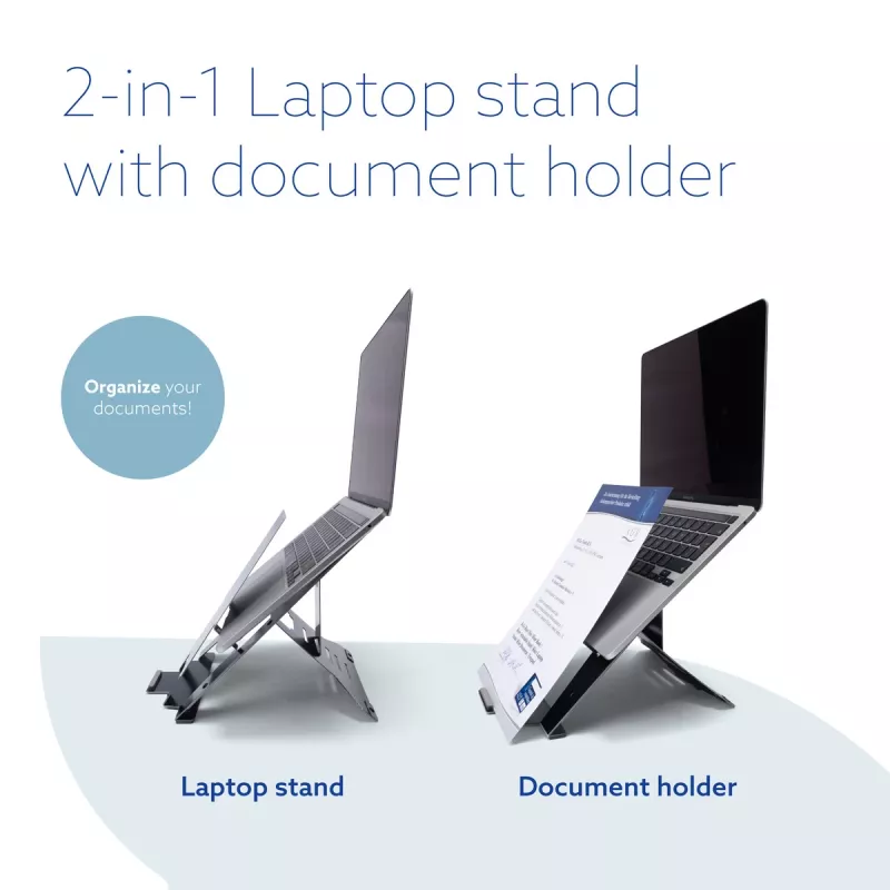 R-Go Tools Laptop statīvs R-Go Riser Document, ergonomisks, salokāms un regulējams statīvs ar dokumentu turētāju, melns