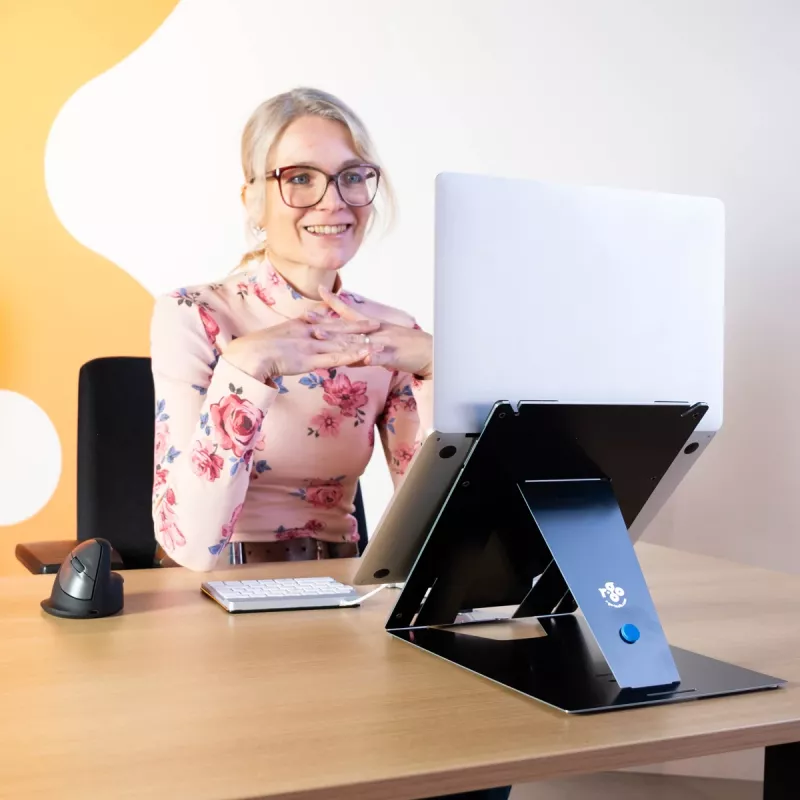 R-Go Tools Planšetes un klēpjdatora statīvs R-Go Riser Duo, piemērots 10-22 collu ekrānam, melns
