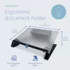 R-Go Tools Dokumentu turētājs R-Go Read2Write, lasīšanai un rakstīšanai, ergonomisks, ar mīkstu putu plaukstas balstu, matēts akrils