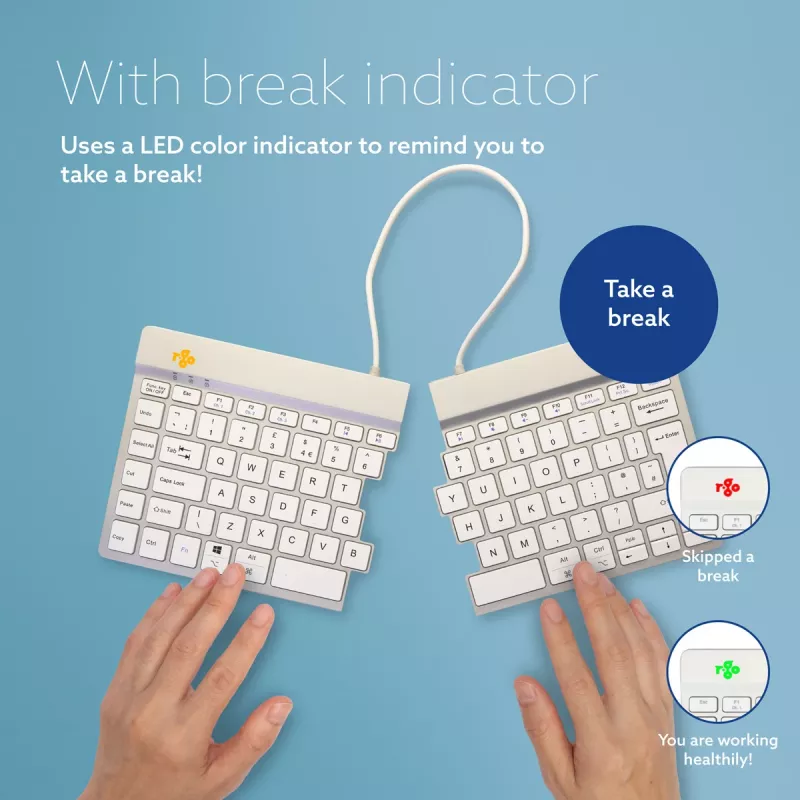 R-Go Tools Split Break RGOSBUKWLWH bezvadu tastatūra, UK burtu izkārtojums, balta