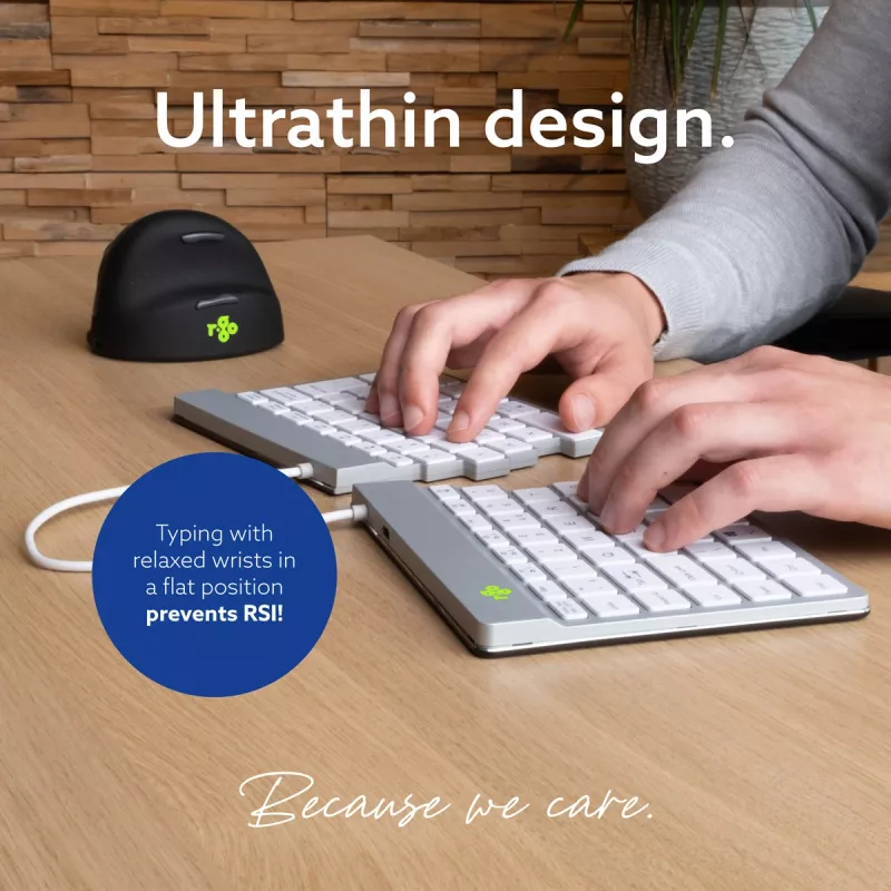 R-Go Tools Split Break RGOSBUKWLWH bezvadu tastatūra, UK burtu izkārtojums, balta