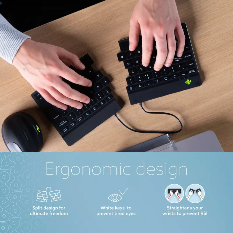 R-Go Tools Compact Break RGOSBUKWLBL bezvadu tastatūra, UK burtu izkārtojums, melna